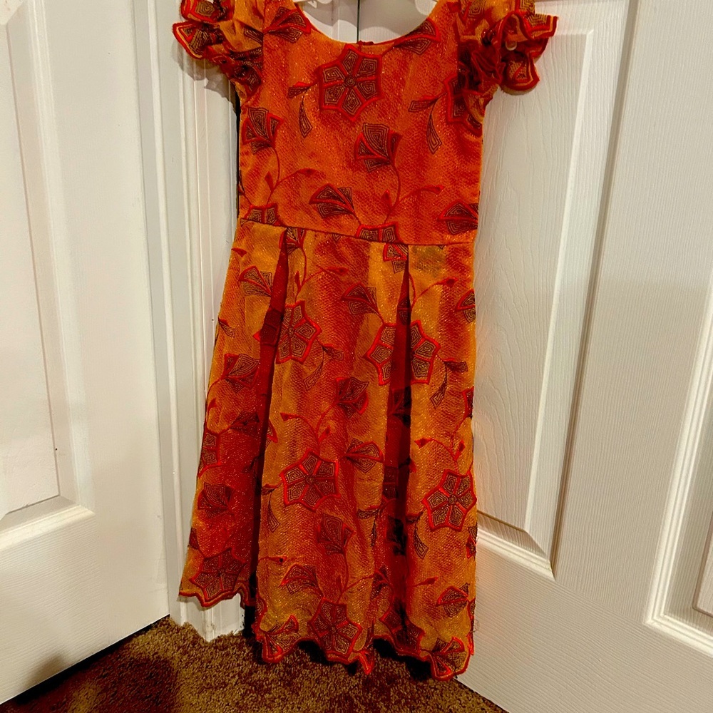 VTG African Nigerian French Lace Embroidered Dress Girl